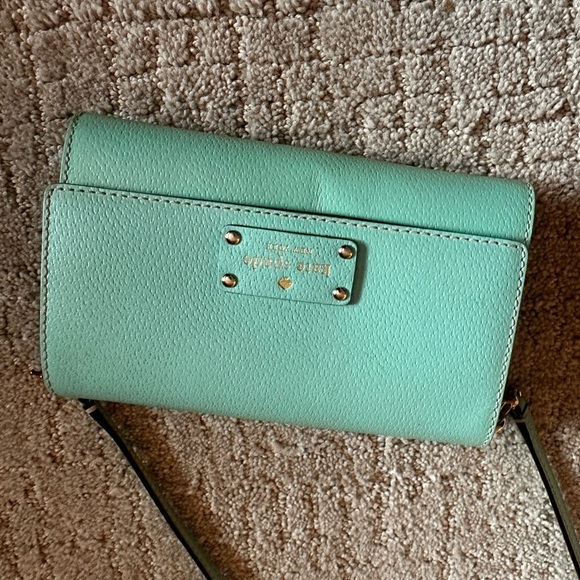 Kate Spade Crossbody Bag Leather Aqua Teal Turquoise Purse - Picture 4 of 8